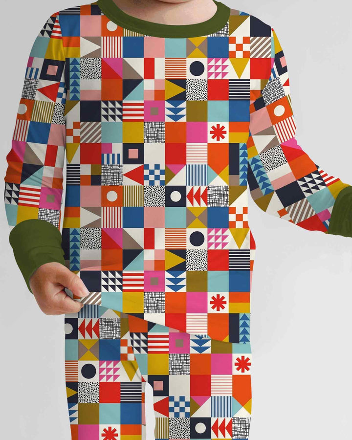 Playful Shapes Bamboo Two Piece Long Sleeve Pajama Set