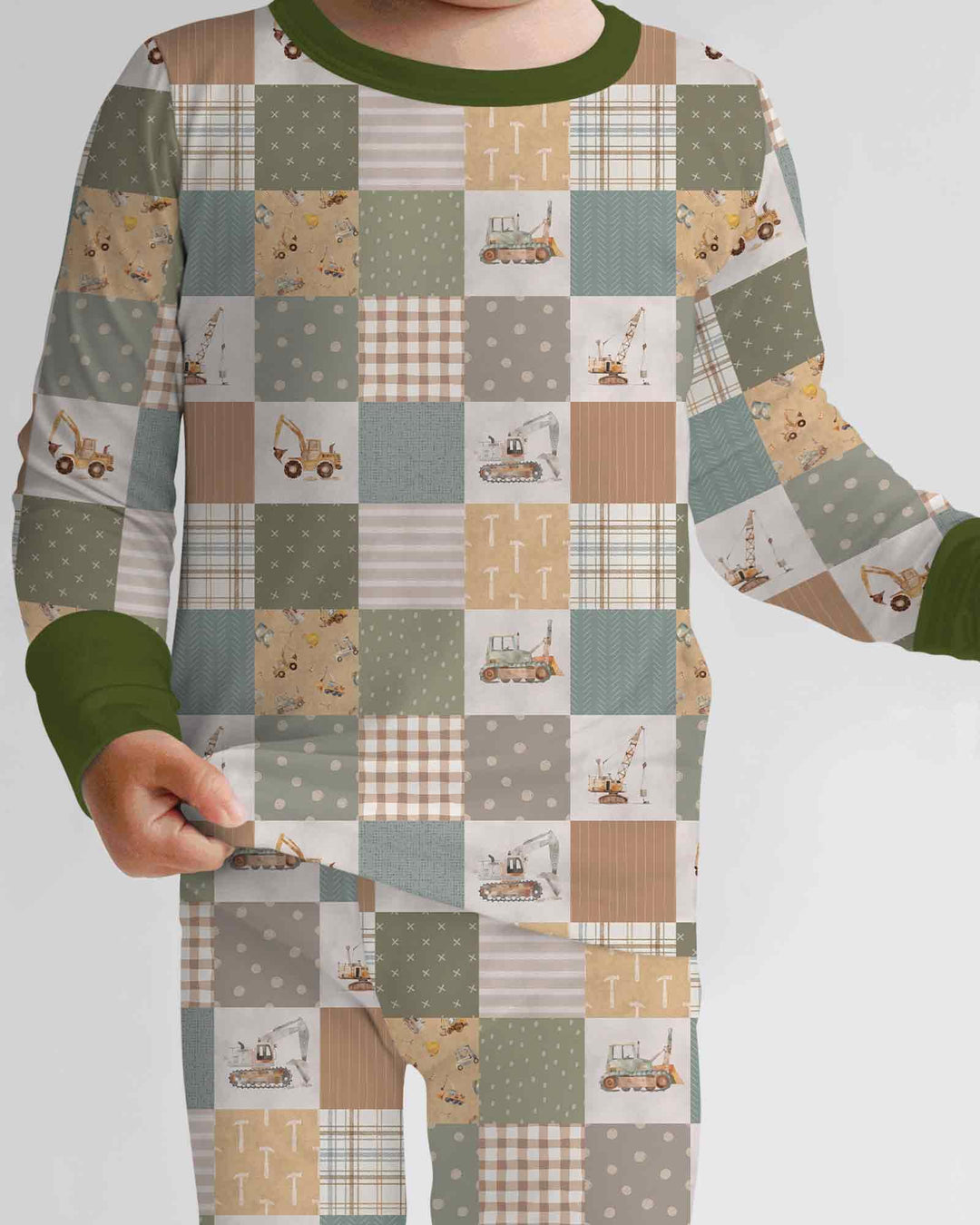Construction Trucks Bamboo Two Piece Long Sleeve Pajama Set
