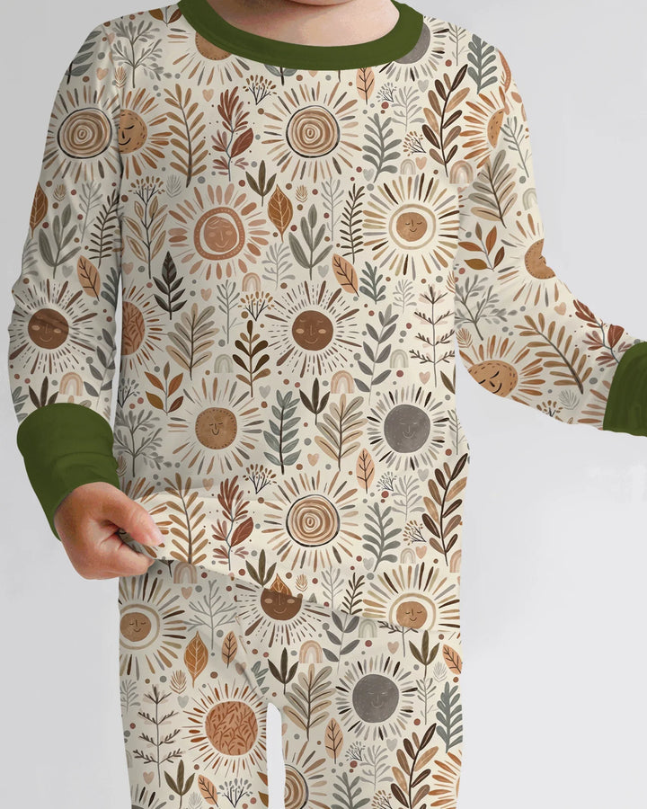 Boho Sunshine Garden Bamboo Two Piece Long Sleeve Pajama Set