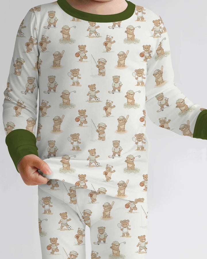 Teddy Team Spirit Bamboo Two Piece Long Sleeve Pajama Set