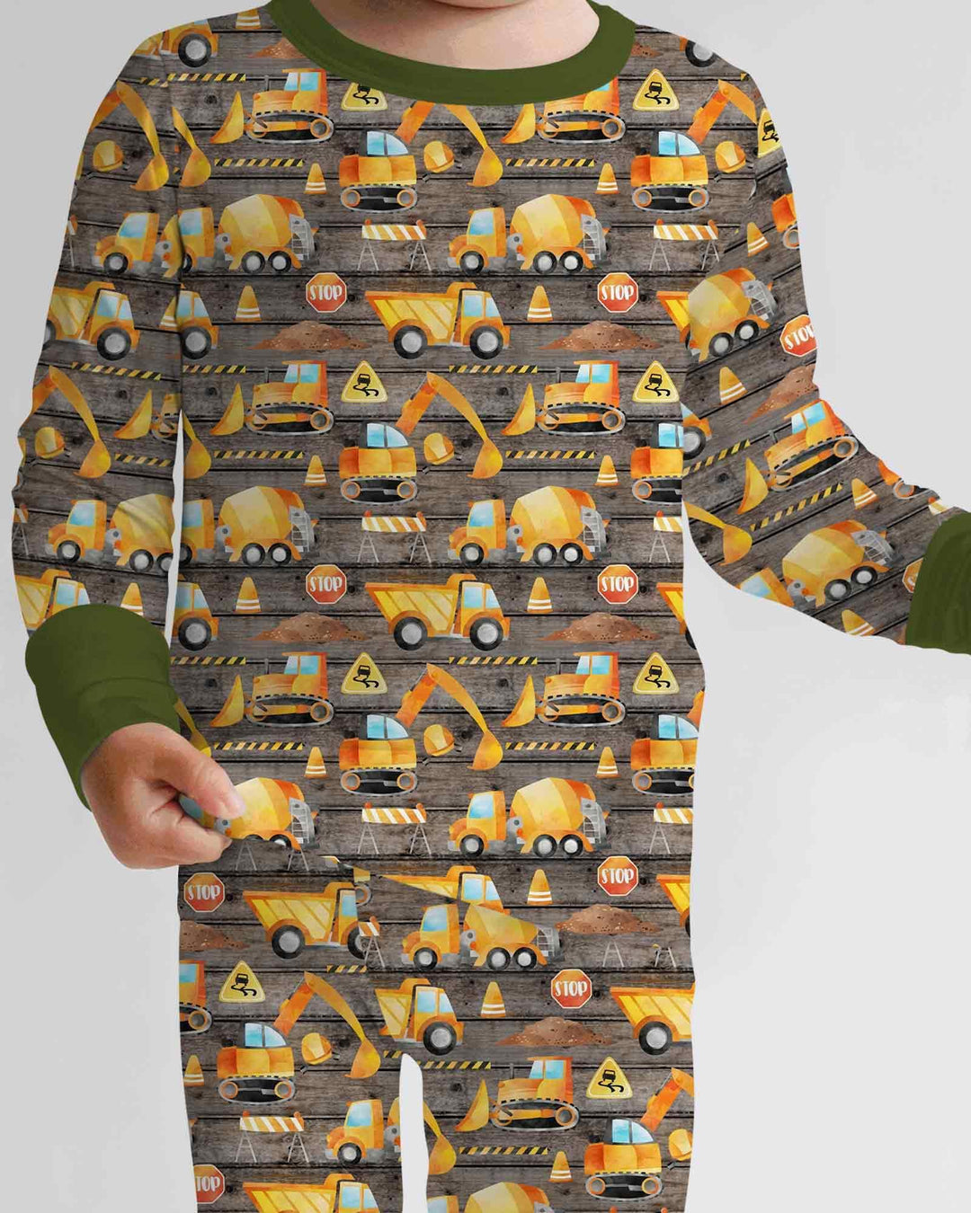 Construction Vehicles Bamboo Two Piece Long Sleeve Pajama Set