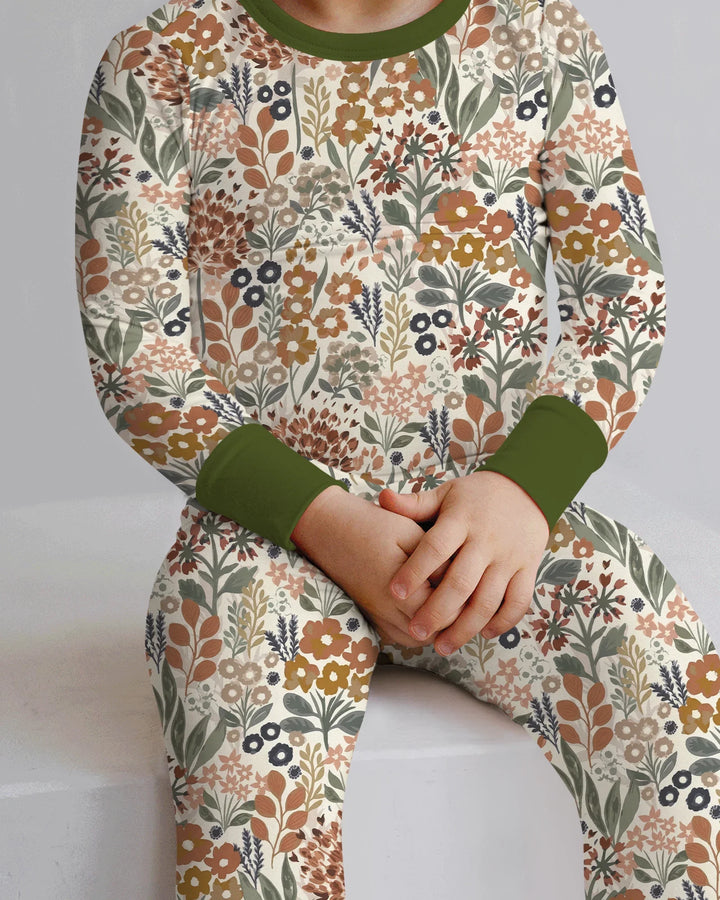 Autumn Meadow Botanicals Bamboo Two Piece Long Sleeve Pajama Set