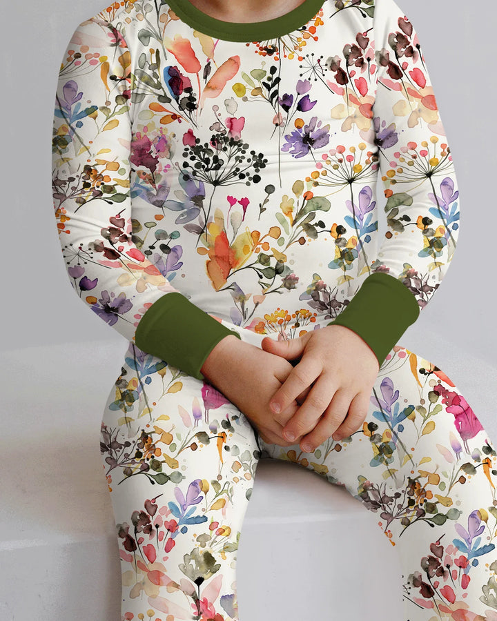 Autumn Meadow Botanicals Bamboo Two Piece Long Sleeve Pajama Set