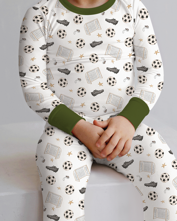 Little Soccer Star Bamboo Two Piece Long Sleeve Pajama Set