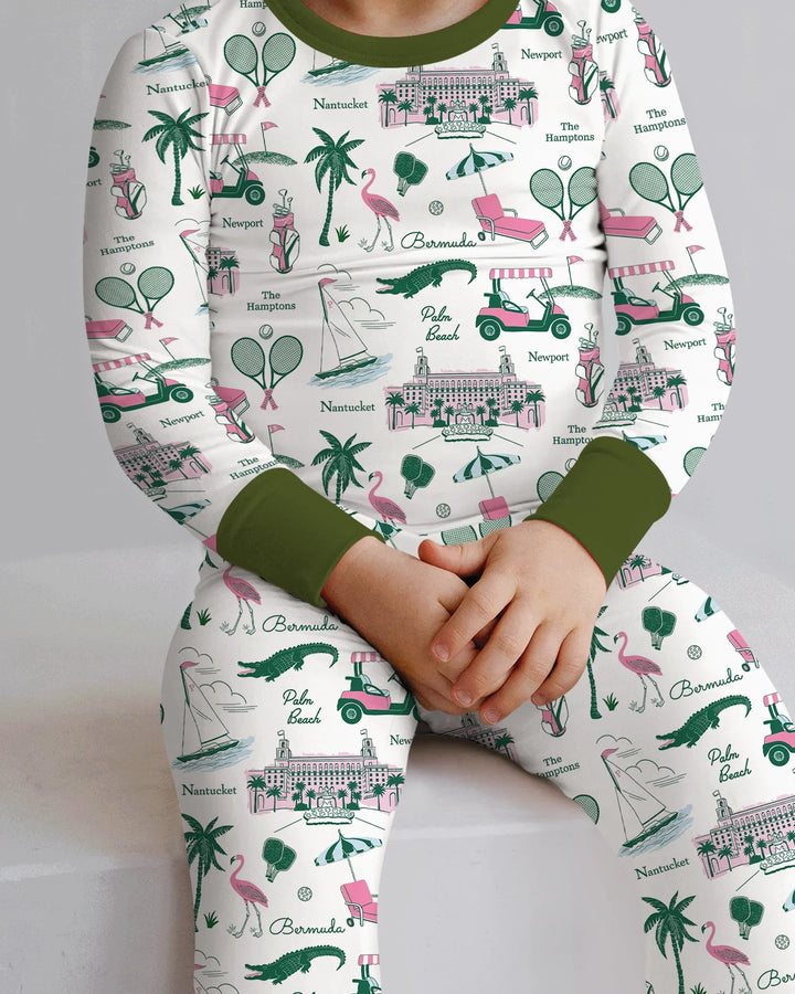 Preppy Palm Getaway Bamboo Two Piece Long Sleeve Pajama Set