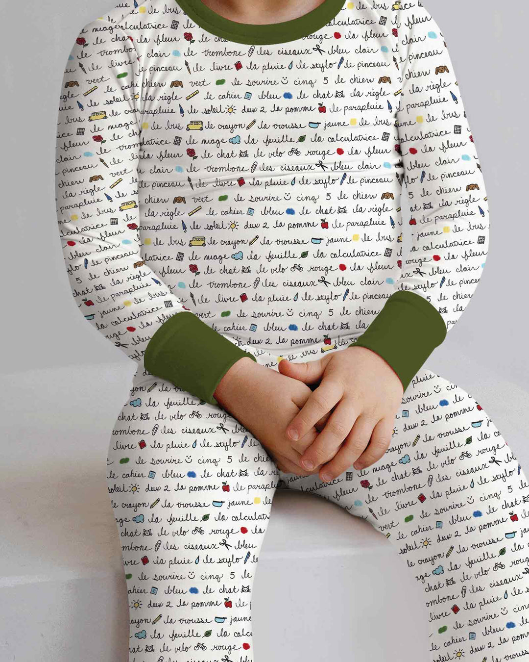 French Classroom Notes Bamboo Two Piece Long Sleeve Pajama Set