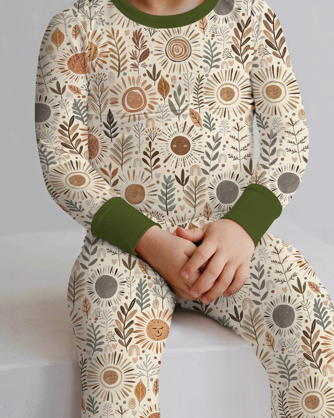 Boho Sunshine Garden Bamboo Two Piece Long Sleeve Pajama Set
