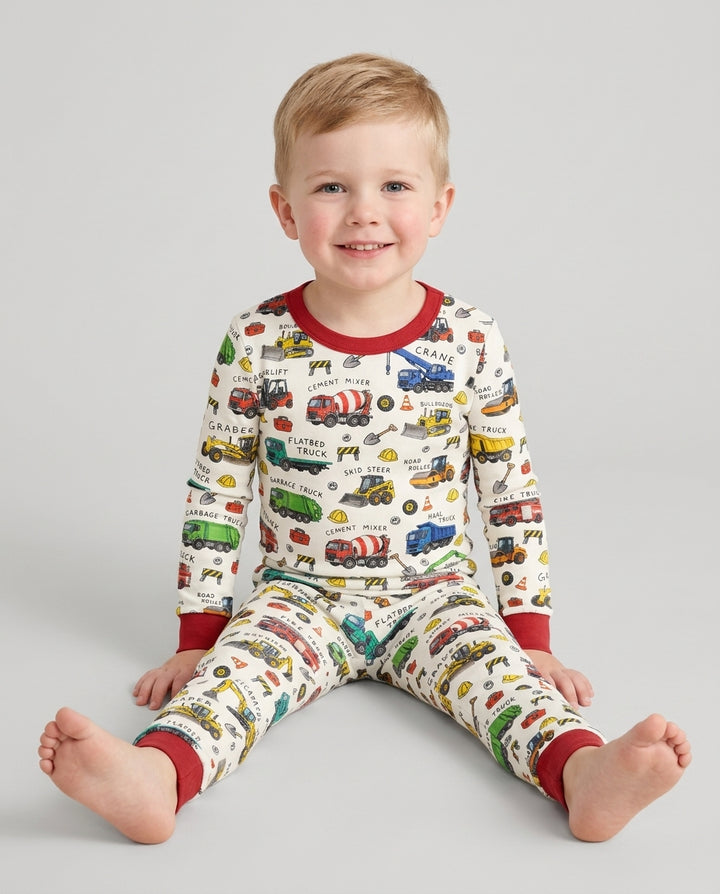 Construction Truck Bamboo Two Piece Long Sleeve Pajama Set