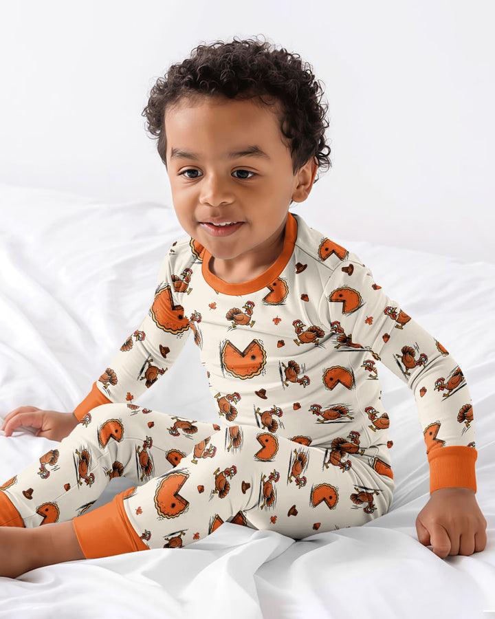 Thanksgiving Pumpkin Pie Chasing Bamboo Two Piece Long Sleeve Pajama Set