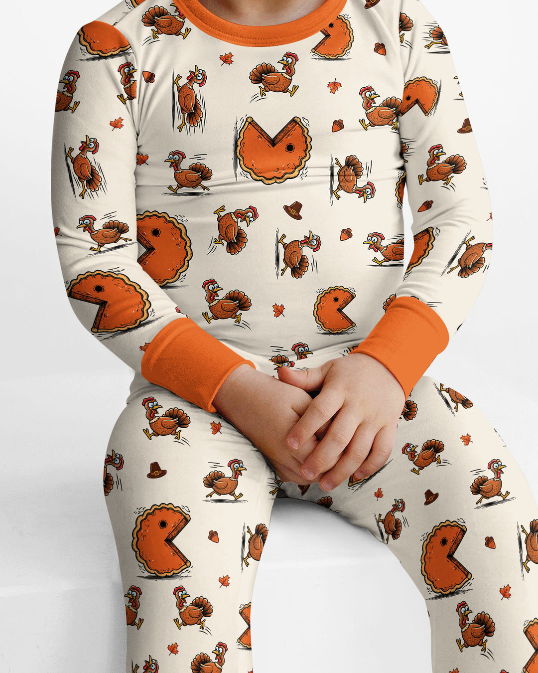 Thanksgiving Pumpkin Pie Chasing Bamboo Two Piece Long Sleeve Pajama Set