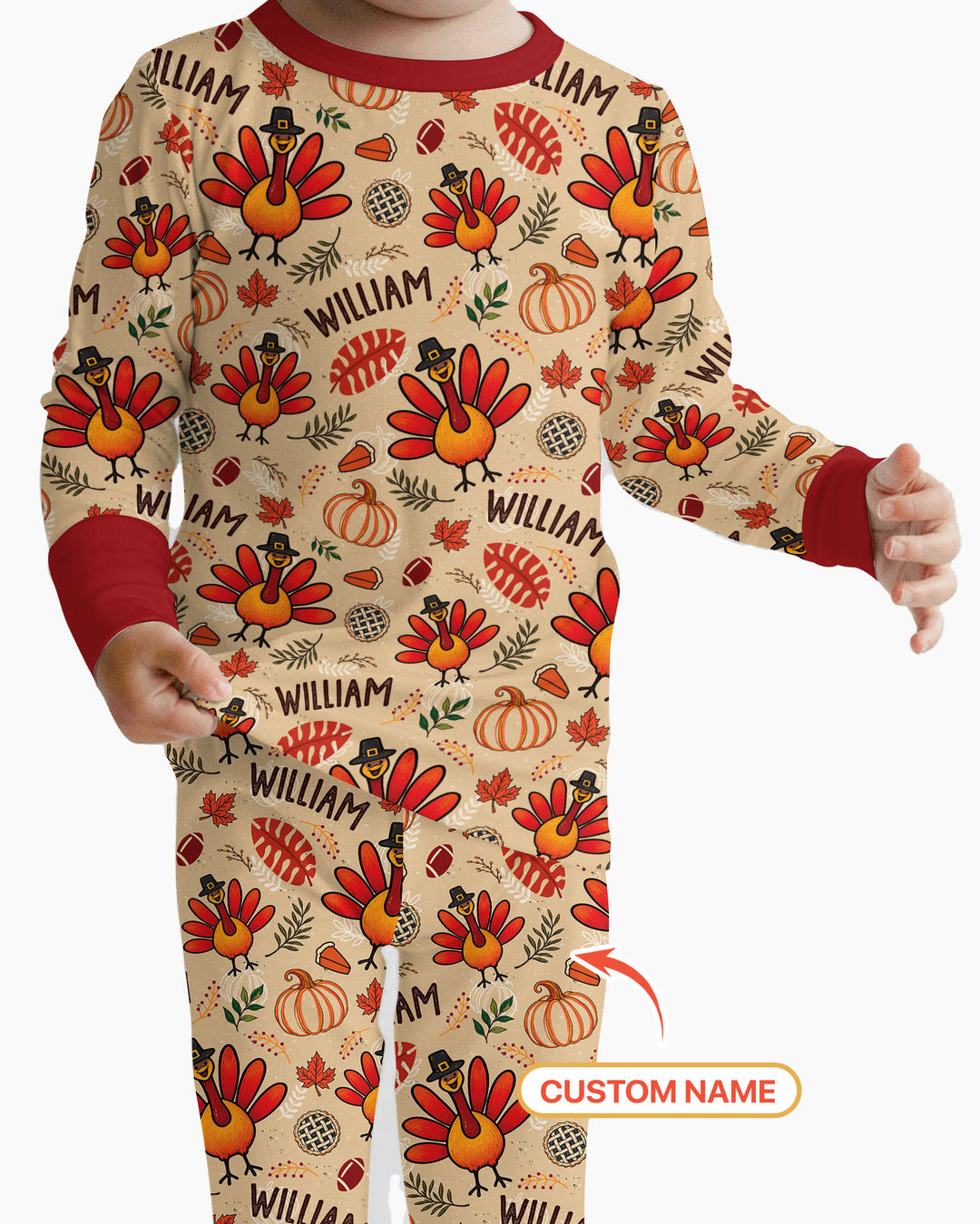 Thanksgiving Turkey Pattern Bamboo Two Piece Long Sleeve Pajama Set