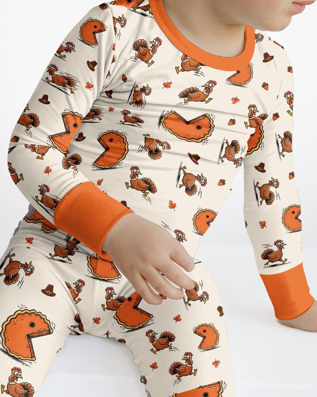 Thanksgiving Pumpkin Pie Chasing Bamboo Two Piece Long Sleeve Pajama Set