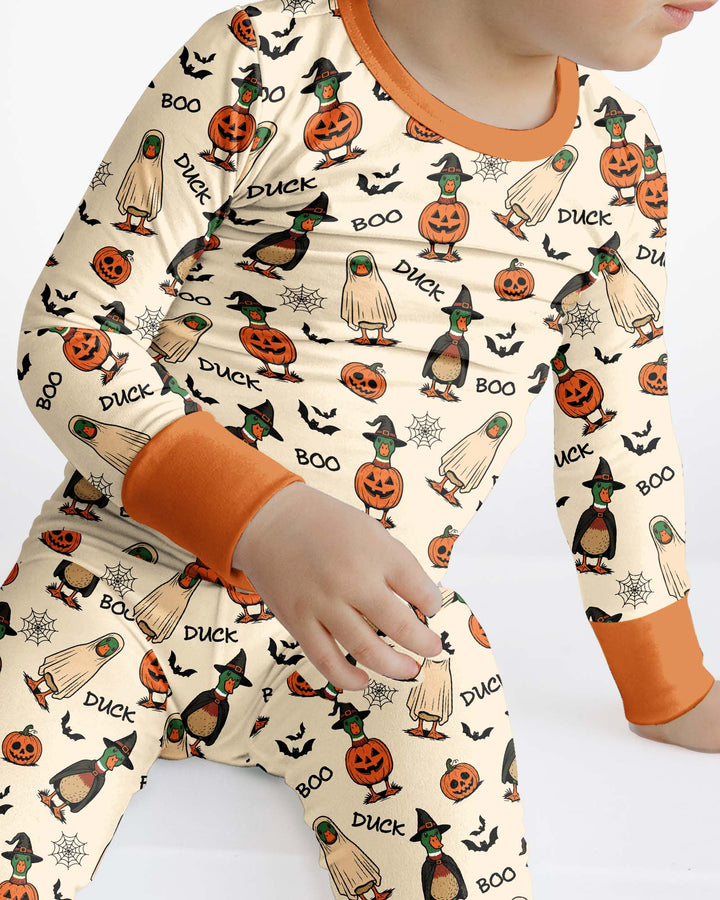Duck Duck Boo Bamboo Two Piece Long Sleeve Pajama Set