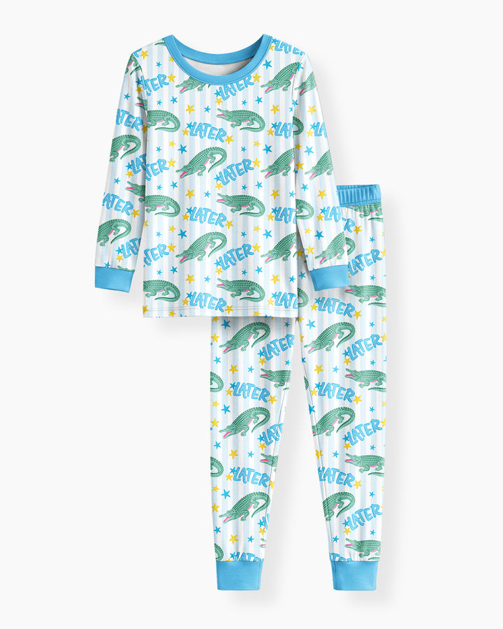 Later Gator After A While Crocodile Bamboo Two Piece Long Sleeve Pajama Set