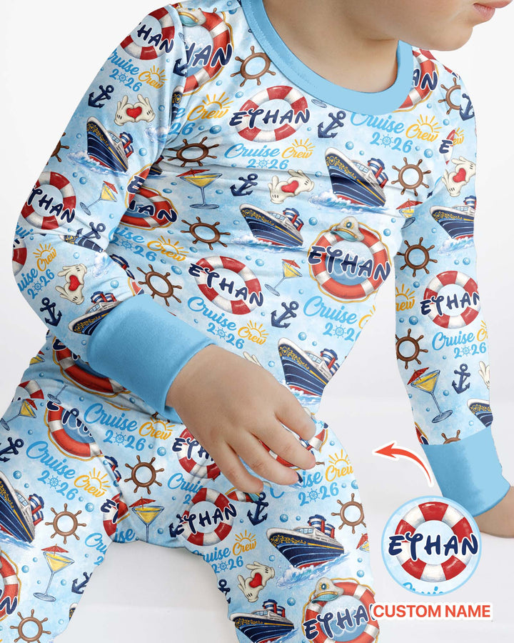 Custom Name Cruise Crew 2026 Bamboo Two Piece Long Sleeve Pajama Set