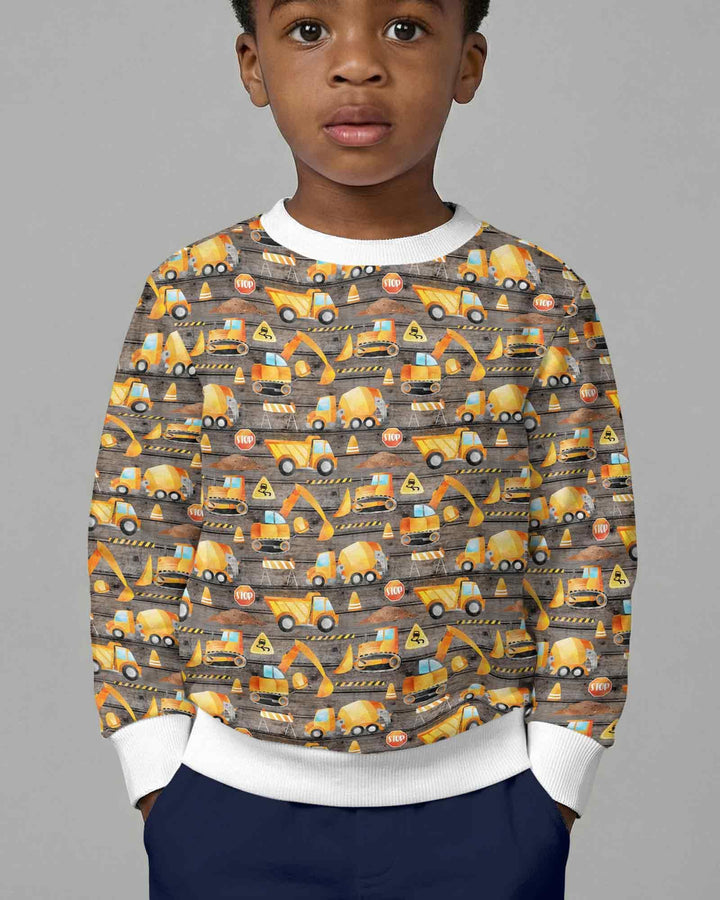 Construction Vehicles Bamboo Crewneck Sweatshirt