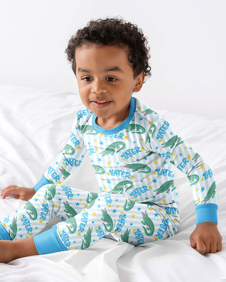 Later Gator After A While Crocodile Bamboo Two Piece Long Sleeve Pajama Set