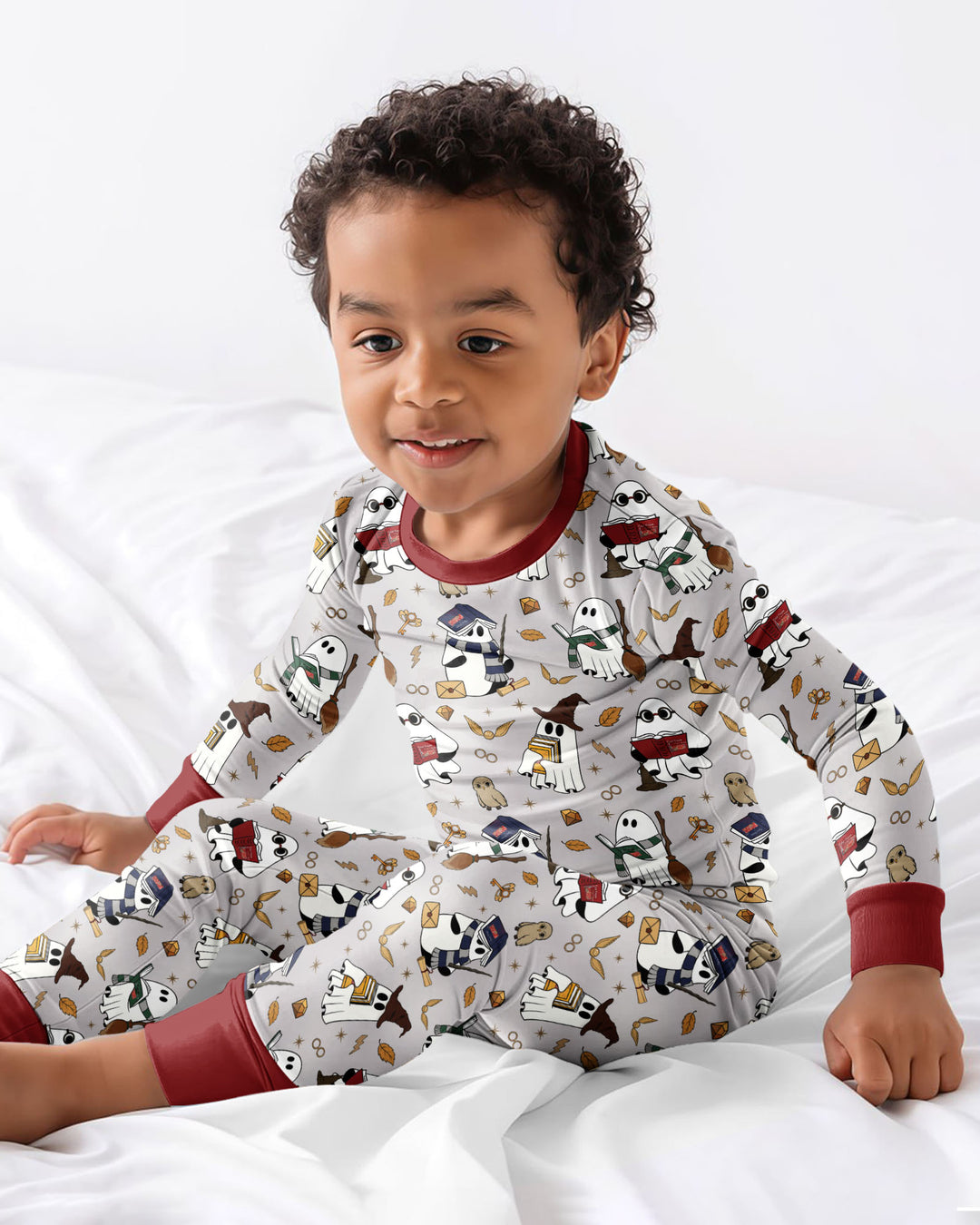 Halloween Wizard Boo Bamboo Two Piece Long Sleeve Pajama Set