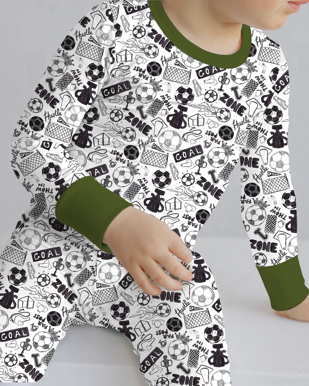 Soccer Doodle Bamboo Two Piece Long Sleeve Pajama Set