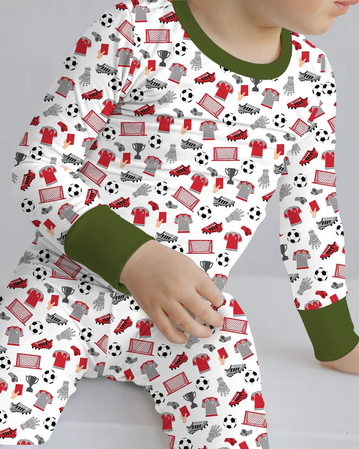Soccer Gear Bamboo Two Piece Long Sleeve Pajama Set