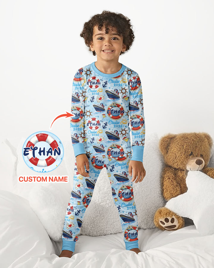 Custom Name Cruise Crew 2026 Bamboo Two Piece Long Sleeve Pajama Set