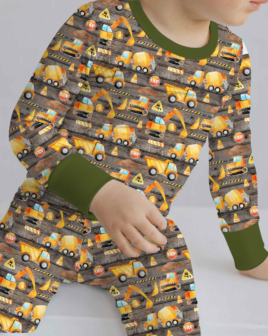 Construction Vehicles Bamboo Two Piece Long Sleeve Pajama Set