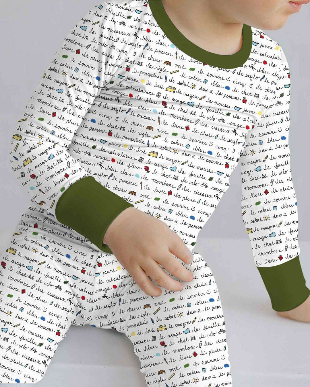 French Classroom Notes Bamboo Two Piece Long Sleeve Pajama Set