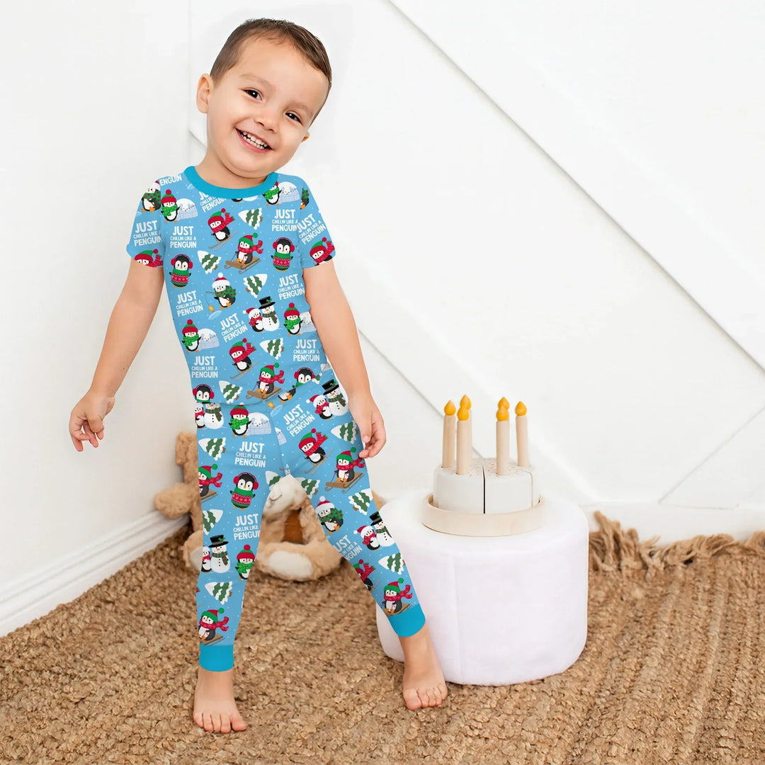 Chillin Like A Penguin Bamboo Two Piece Short Sleeve Pajama Set