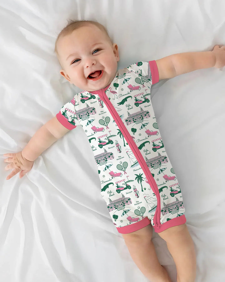 Preppy Palm Getaway Bamboo Shorty Zippy
