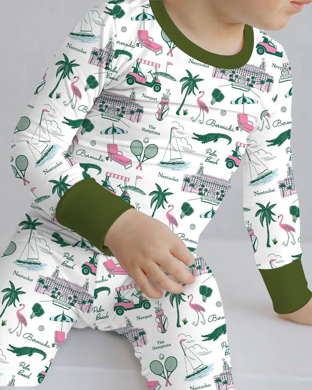 Preppy Palm Getaway Bamboo Two Piece Long Sleeve Pajama Set