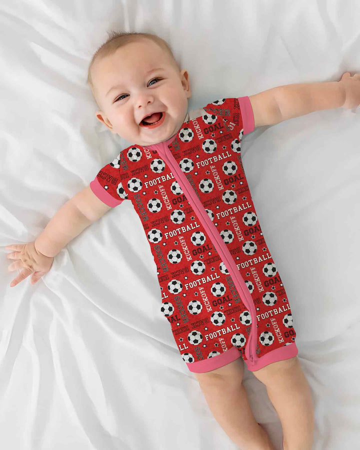 Red Soccer Ball Bamboo Shorty Zippy