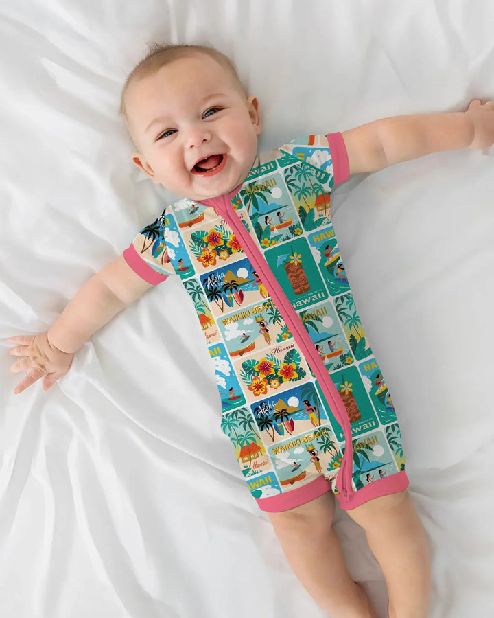 Aloha Postcard Paradise Bamboo Shorty Zippy