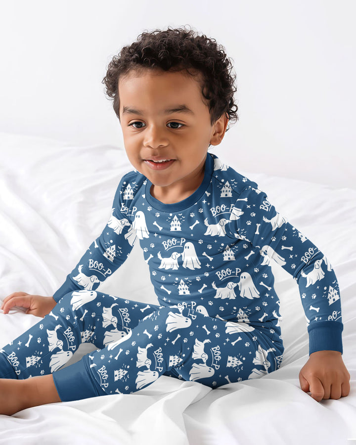 Boo-p Ghost Dog Bamboo Two Piece Long Sleeve Pajama Set