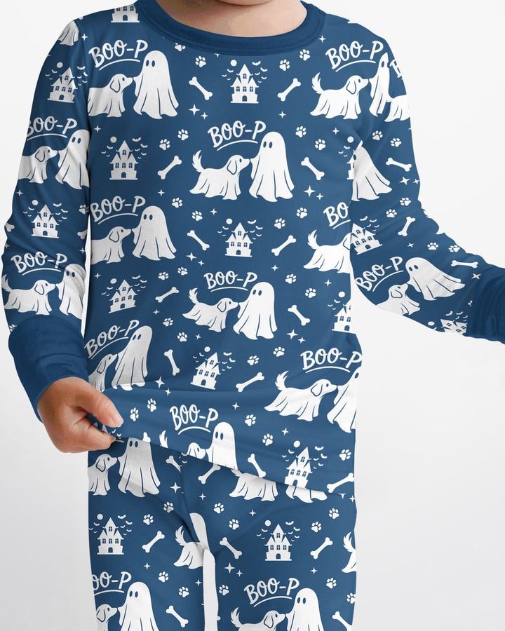 Boo-p Ghost Dog Bamboo Two Piece Long Sleeve Pajama Set