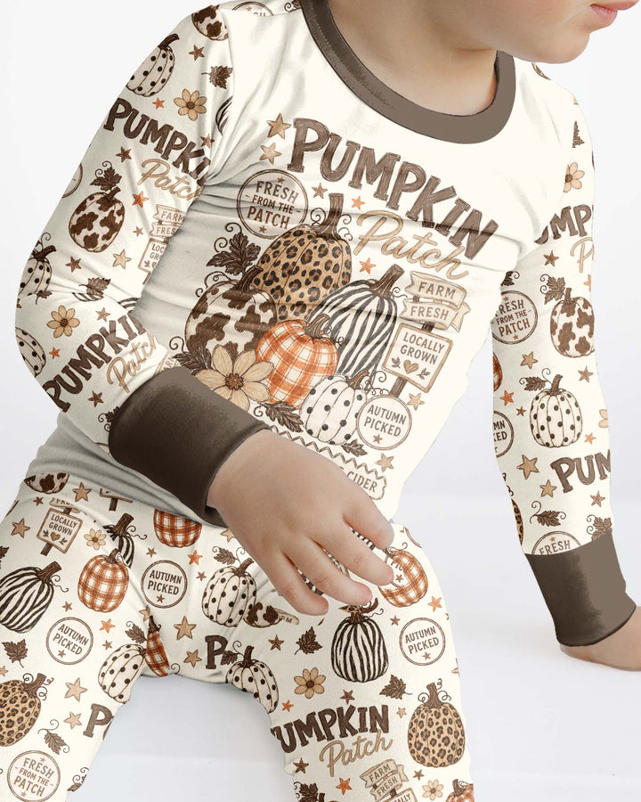 Whimsical Pumpkin Patch Bamboo Two Piece Long Sleeve Pajama Set