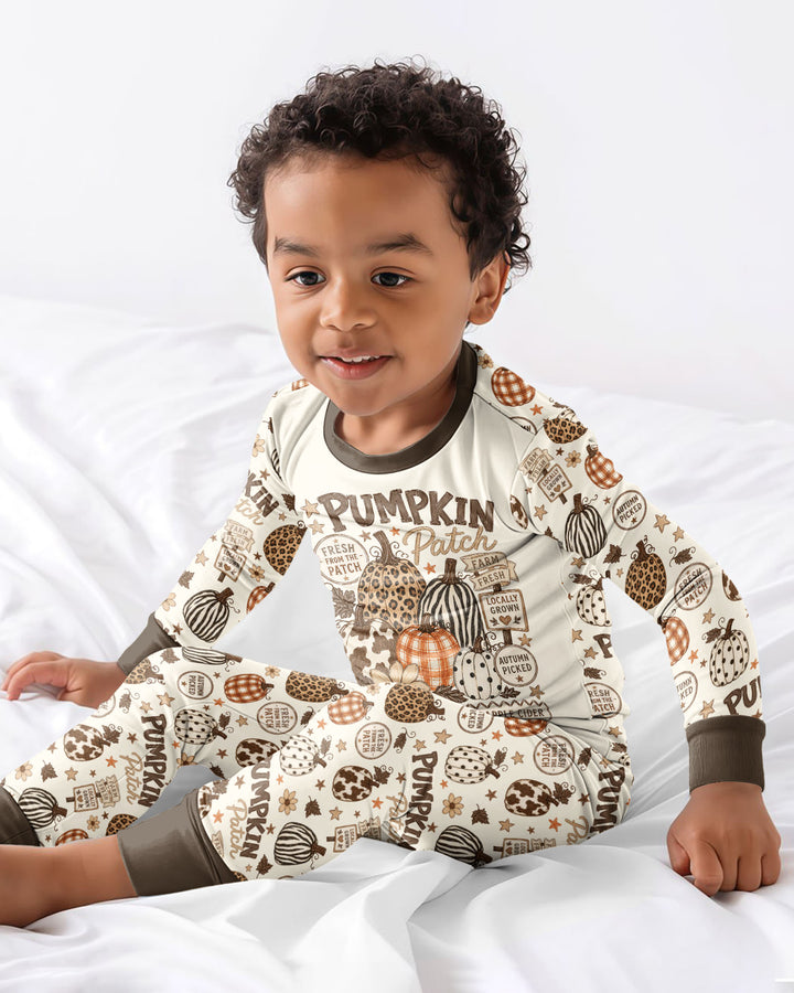 Whimsical Pumpkin Patch Bamboo Two Piece Long Sleeve Pajama Set