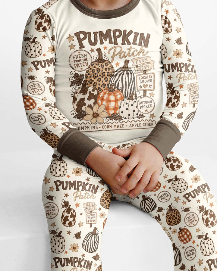 Whimsical Pumpkin Patch Bamboo Two Piece Long Sleeve Pajama Set