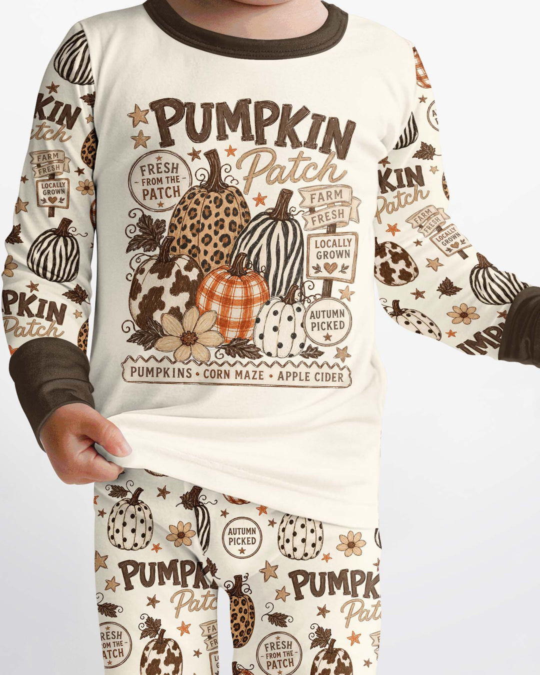 Whimsical Pumpkin Patch Bamboo Two Piece Long Sleeve Pajama Set
