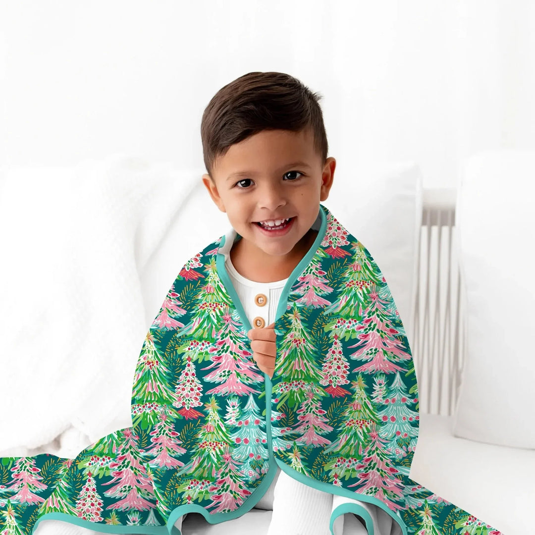 Brushstroke Merry Trees Toddler Blanket , Brushstroke Merry Trees Toddler Blanket - Default Title