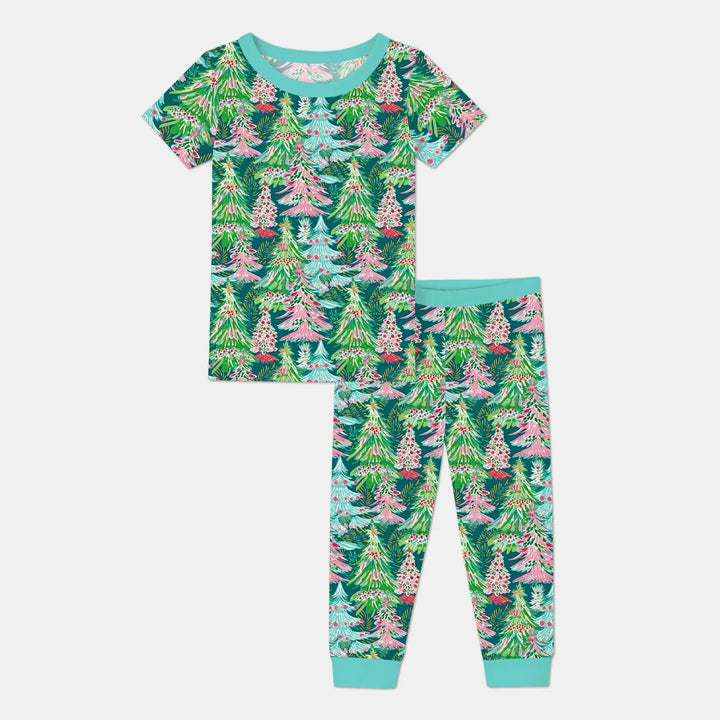 Brushstroke Merry Trees Two Piece Short Sleeve Pajama Set , Brushstroke Merry Trees Two Piece Short Sleeve Pajama Set - 12-18M