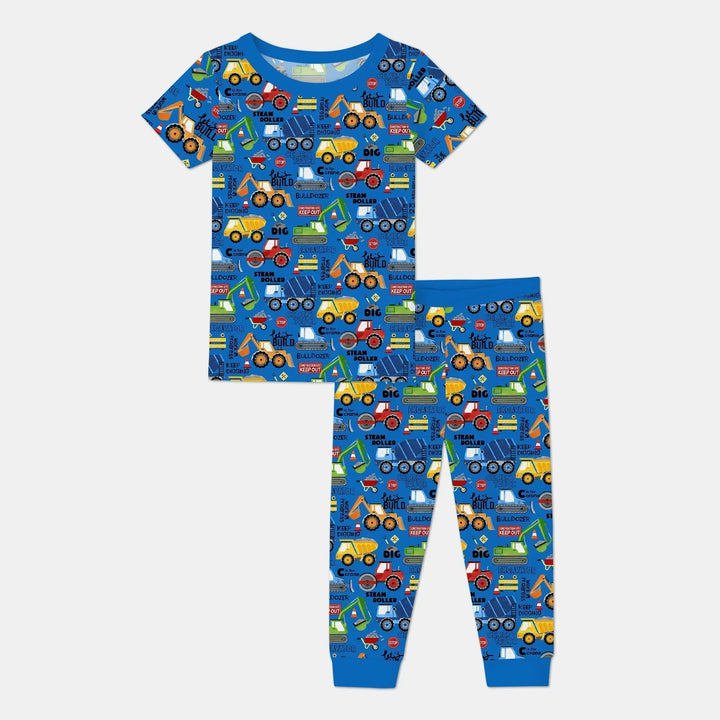 Build Your Own World Two Piece Short Sleeve Pajama Set , Build Your Own World Two Piece Short Sleeve Pajama Set - 12-18M / Blue / Black