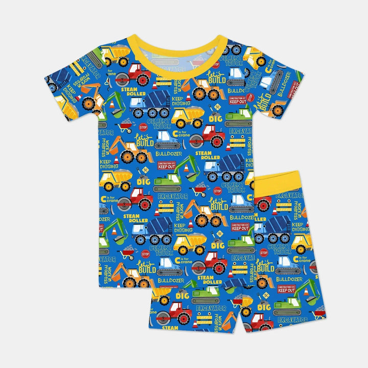 Build Your Own World Two Piece Short Sleeve Shorts Pajama Set , Build Your Own World Two Piece Short Sleeve Shorts Pajama Set - 12-18M / Yellow / Yellow