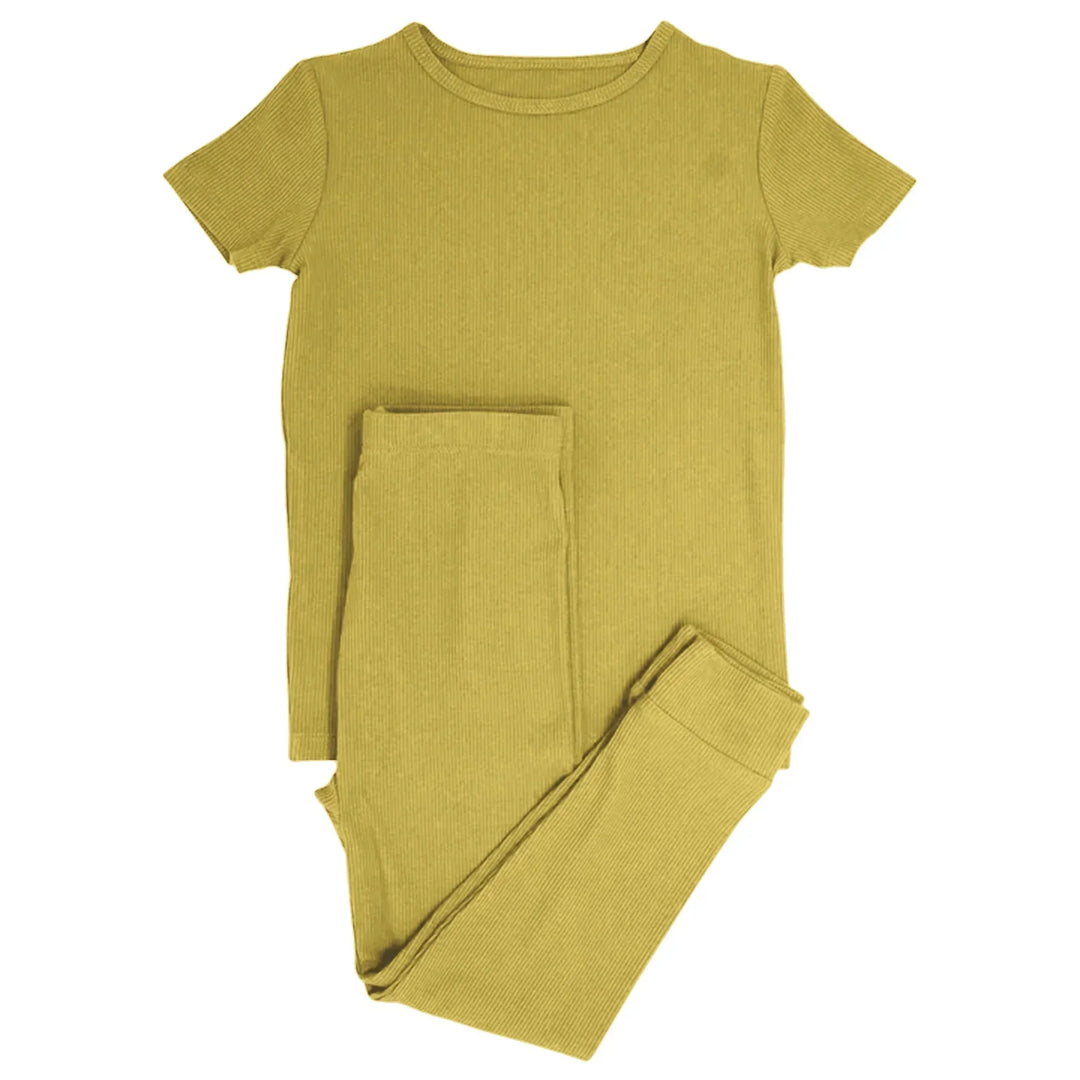 Buttercup Ribbed Two Piece Short Sleeve Pajama Set , Buttercup Ribbed Two Piece Short Sleeve Pajama Set - 12-18M