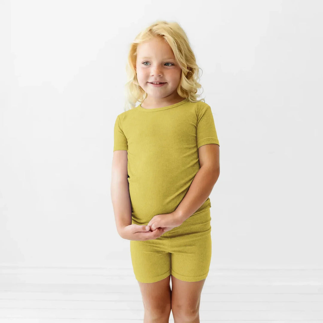 Buttercup Ribbed Two Piece Short Sleeve Shorts Pajama Set , Buttercup Ribbed Two Piece Short Sleeve Shorts Pajama Set - 12-18M