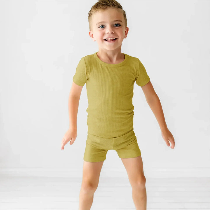 Buttercup Ribbed Two Piece Short Sleeve Shorts Pajama Set , Buttercup Ribbed Two Piece Short Sleeve Shorts Pajama Set - 12-18M