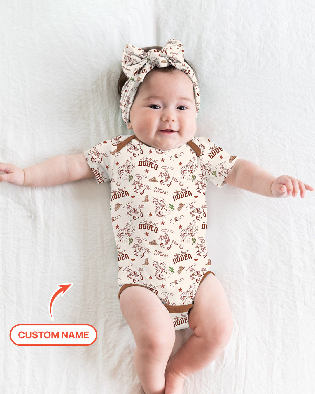 Custom Name First Rodeo Family Matching Bamboo Bodysuit