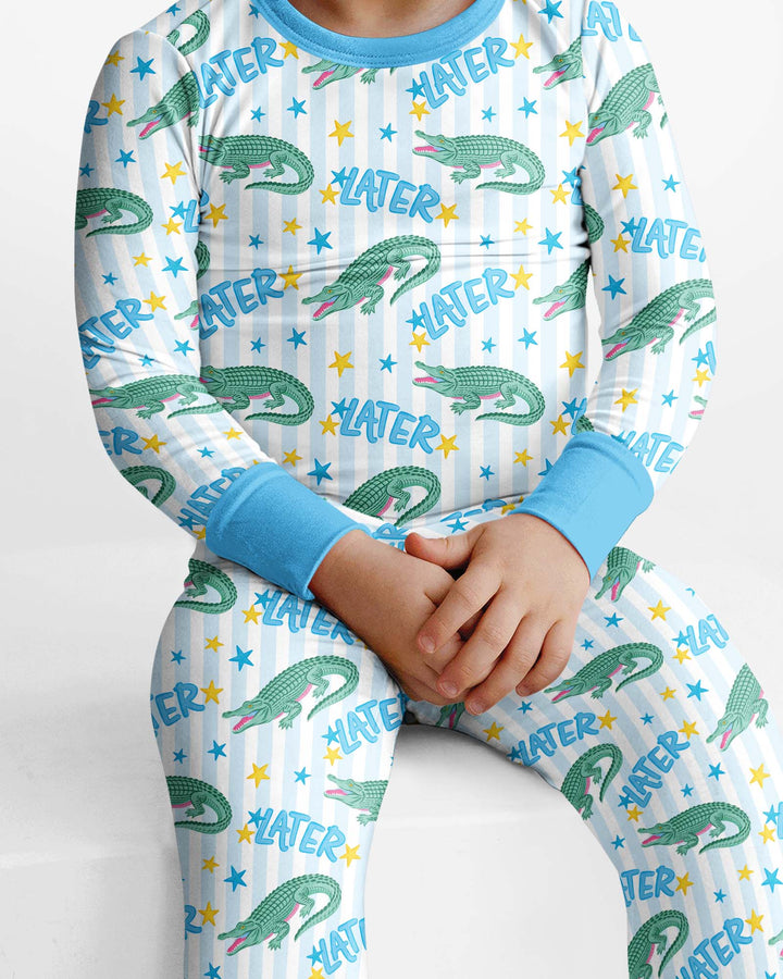 Later Gator After A While Crocodile Bamboo Two Piece Long Sleeve Pajama Set