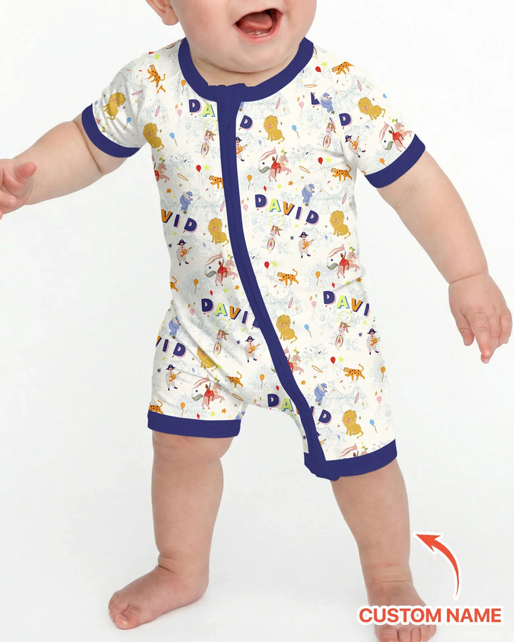 Custom Name Circus Toile Bamboo Shorty Zippy