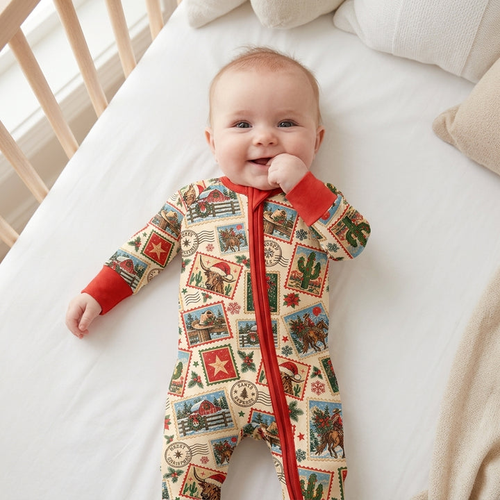 Western Christmas Stamps Bamboo Convertible Zippy