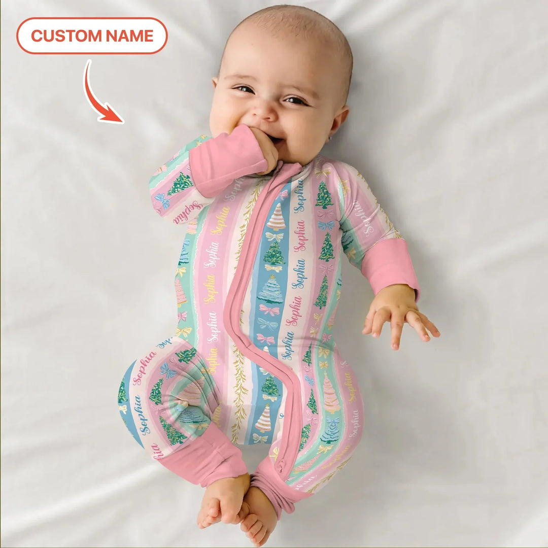Candy Ribbon Christmas Custom Name Convertible Zippy , Candy Ribbon Christmas Custom Name Convertible Zippy - 0-3M